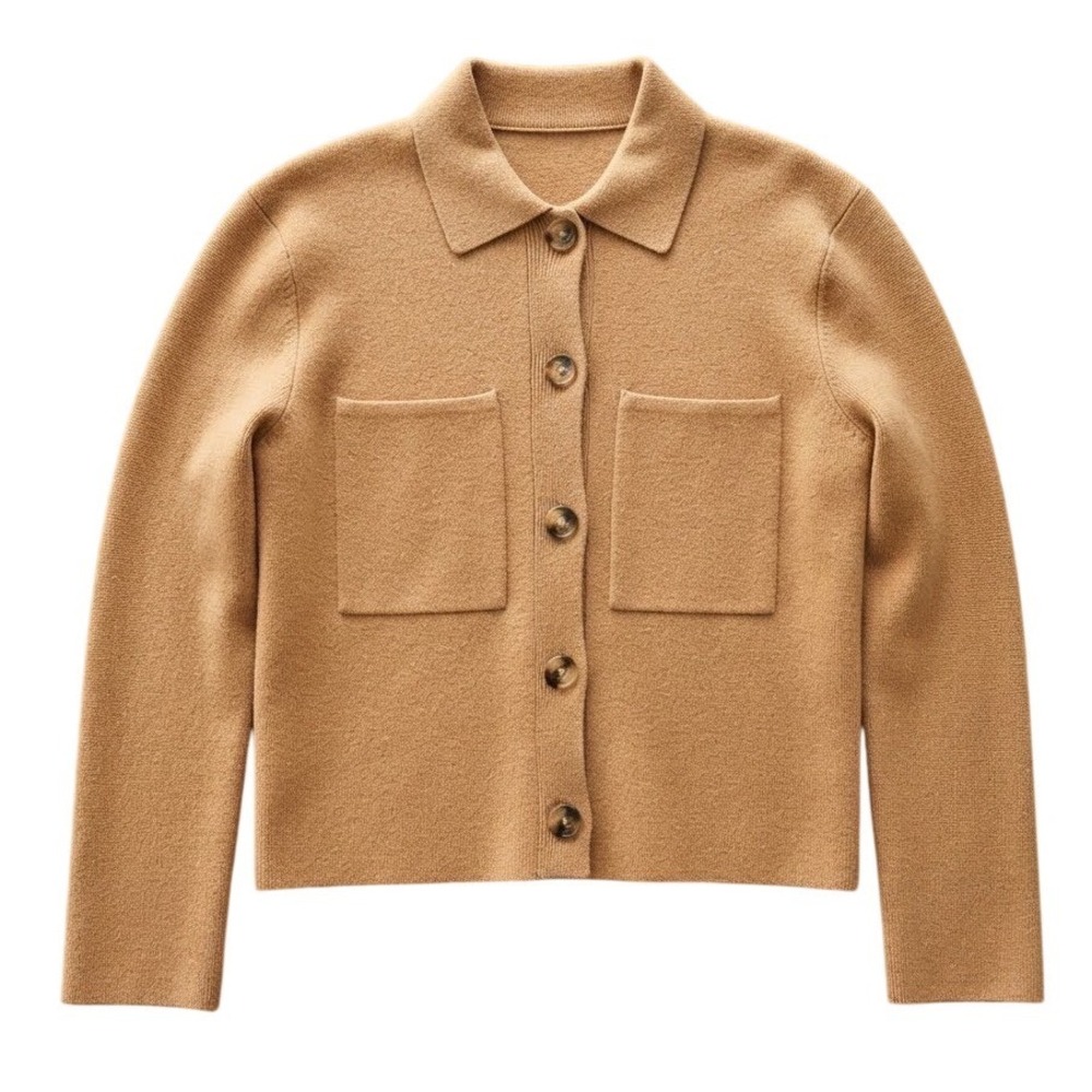 Madewell Merino Wool Button Up Cardigan Sweater Camel Tan XS Normcore Workwear